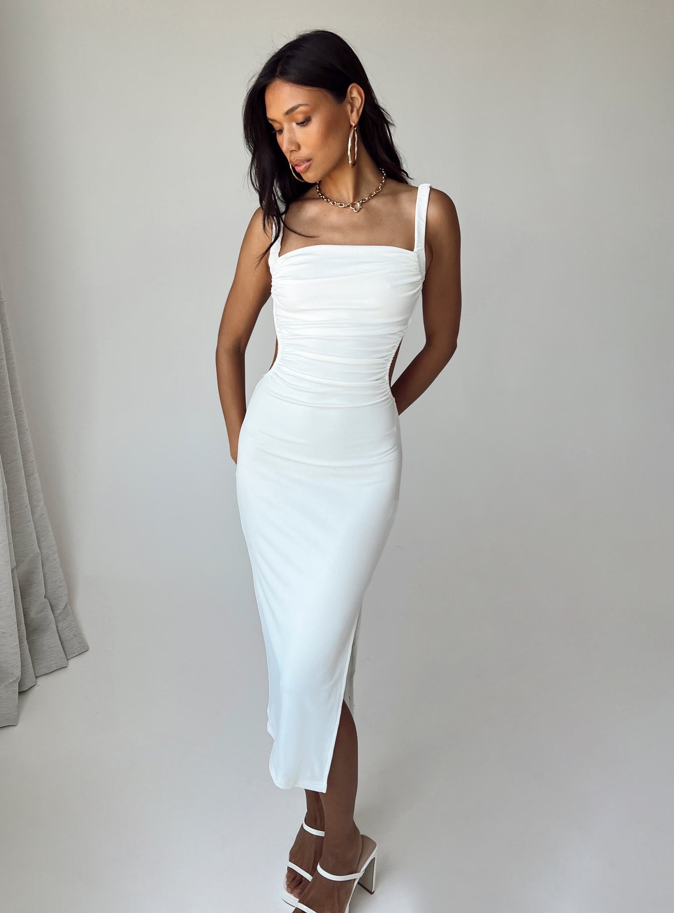 midi white dress